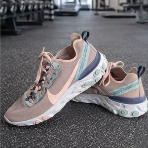 Nike React Element 55 Pastel Mauve Mint Running Shoes